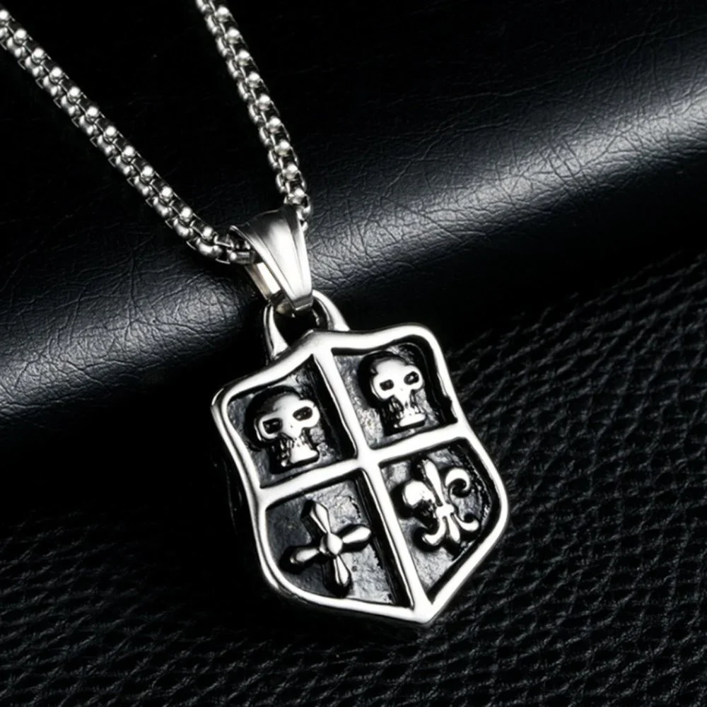 ❤️Stainless steel punk skull pendant necklace for women/men, N90201P181